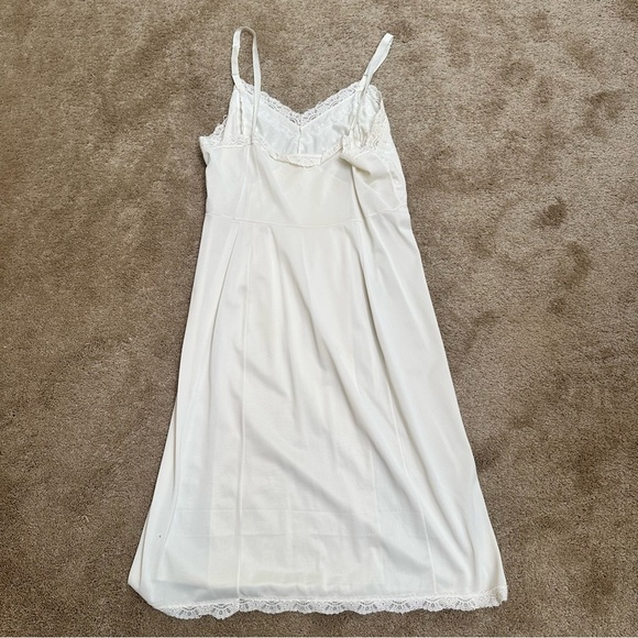 Vintage 60s Sears “The Doesn’t Slip” Intimates Dress Long 38 (M/L) Cream Lace - Picture 7 of 8